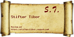 Stifter Tibor névjegykártya